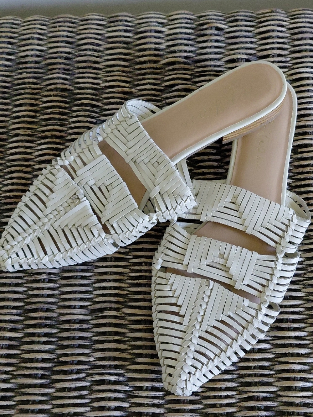 Matisse 'Cannes' Woven Leather Ivory Mules